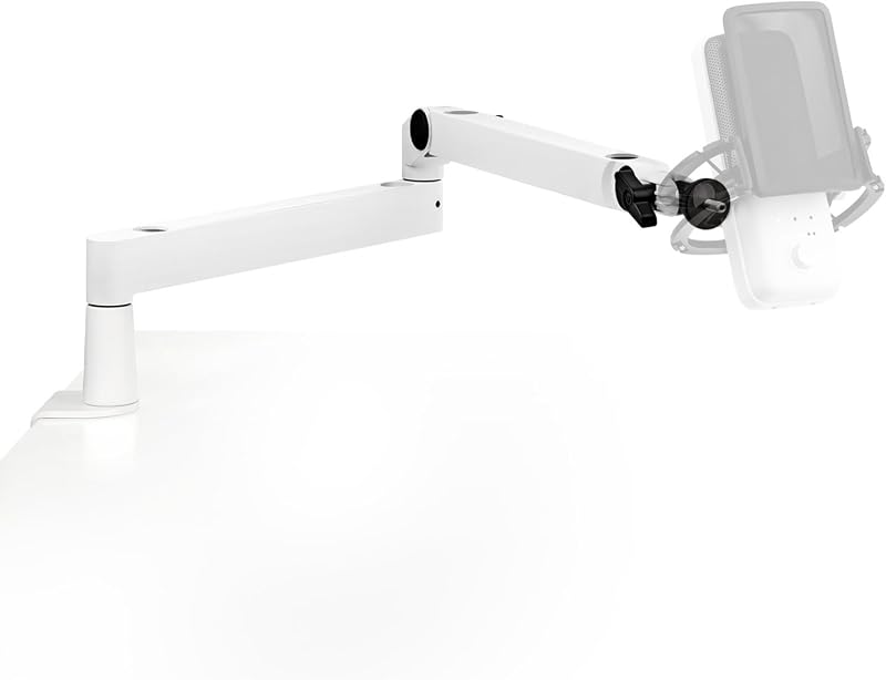 Wave Mic Arm LP White, Low Profile Boom Arm | Sits below shoulder line, 360-degree rotation, Magnetic cable channels, All-metal build, Fully adjustable mount