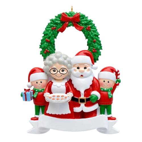 Santa and Mrs Claus Christmas Ornament 2026 Personalized for Family of 4