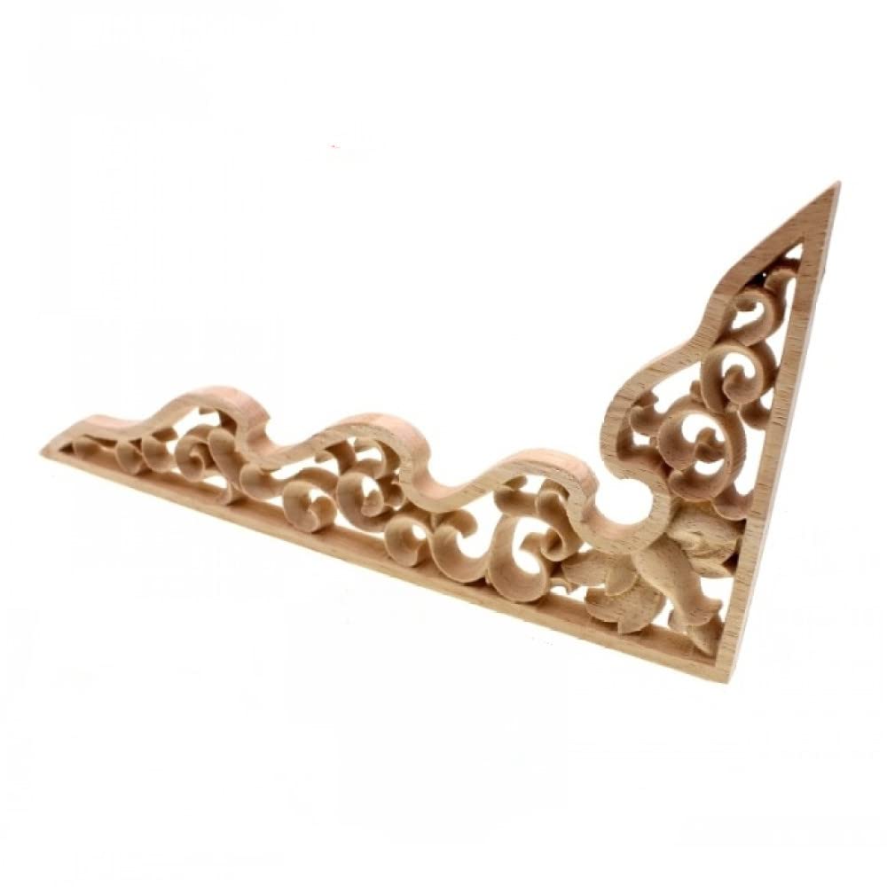 Applique en bois sculpté coin motif floral pour décoration murale maison