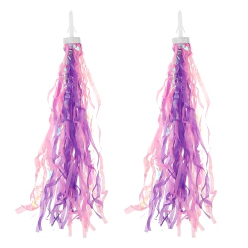 YELARXI Bike Streamers, Bike Tassel Handlebar Streamers Colorful - Fitting for (Bicycle Tricycle Grips - Scooter Accessories - Decorations - Girls) 1 Pair & 10.6 Inch & Rainbow