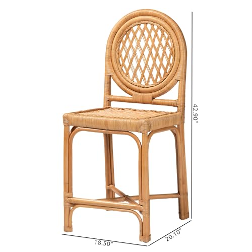 Silla Butaco Oxford de Ratán Natural Bali & Pari, con Espaldar Redondo y Diseño de Celosía Abierta, Altura para Isla, Individual miniatura 2