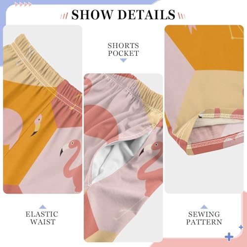 Flamingo Hexagon Boys Pants Boys Athletic Pants Long Pant for Boy with Pockets Wide-Leg Size 6-14Y4