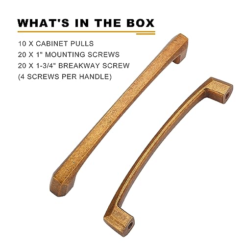 Image of 10 Pack Antique Brass Cabinet Pulls 5 Inch Kitchen Cabinet Handles Kitchen Handles for Cabinets Vintage Drawer Pulls Dresser Pulls Retro Cupboard Handles