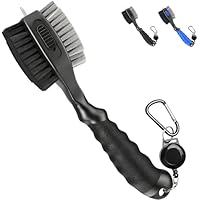 Golf Club Brush and Groove Cleaner - 2ft Retractable Zipline Carabiner, Oversized Brush Head with Retractable Spike,Comfortable Grip Golf Club Cleaner, Practical Golf Accessories