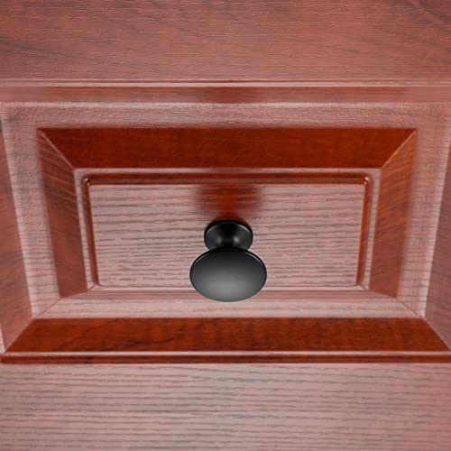KOOFIZO Round Cabinet Knob - Black Pull Handle (Dia.30mm / 1.2 Inch), 10-Pack for Kitchen Cupboard Door, Bedroom Dresser Drawer, Bathroom Wardrobe Hardware