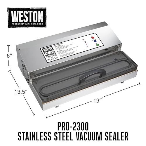 Weston Brands Vacuum Sealer Machine for Food Preservation & Sous Vide, Extra-Wide 5mm Bar for Sealing Bags up to 16" Wide, 935 Watts, Commercial Grade Pro 2300, Stainless Steel (65-0201) by Weston - Image 3