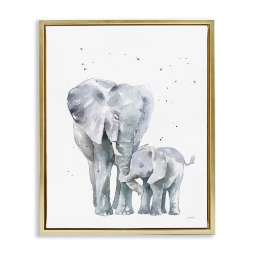 Loving Elephant Family Hugs, 16 x 20 Inch Canvas in Floater Frame