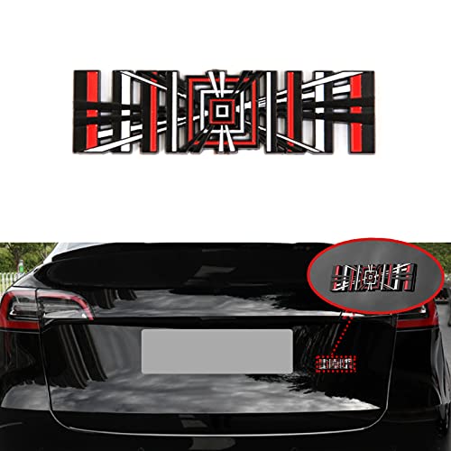 Yhcdsea Model 3 Y Automotive 3D Alloy Plaid Badge Sticker Mark Car Emblem Plaid Badge Decor Compatible For Tesla Model 3 Y X S (Black Red) #TOP4