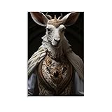 Affiches d'animaux à vendre, habillés de vêtements élaborés et d'une tête de cornes - Décoration murale moderne à suspendre - 60 x 90 cm