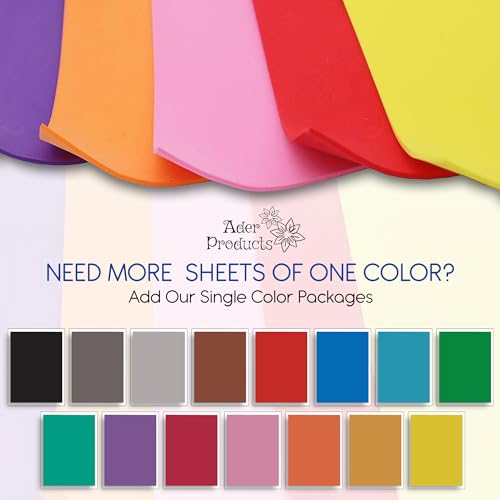 image for Ader Products EVA Foam Sheets for Crafts, 15 Assorted Colors, 9 x 12 I