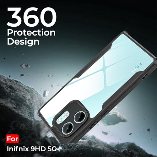 Image of A rtistque Clear Hard Transparent Acrylic Armor Anti-Drop Shockproof TPU Edge Back Cover Case for Infinix Smart 9 HD - Black