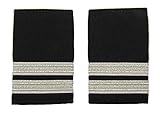 Captain Epaulette Schulterklappen für Piloten, Fluggesellschaften oder Marine, 2 Stück, silber-weiße Streifen