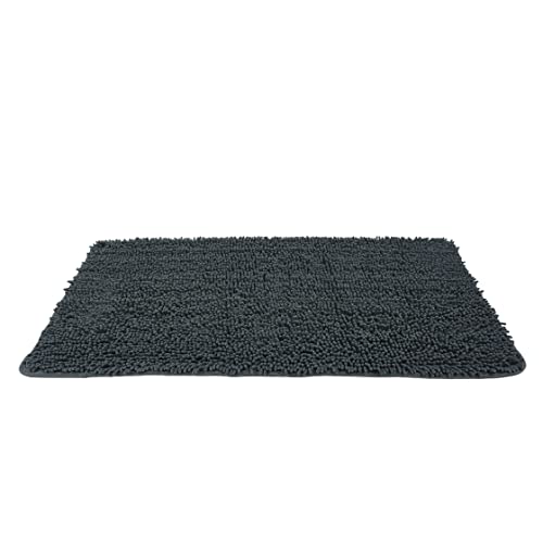 QOENIQ 3 teiliges 100 % Baumwolle Badematte 120, 80 und 50 cm Badvorleger Badteppich rutschfest (Anthrazit) – Bild 5