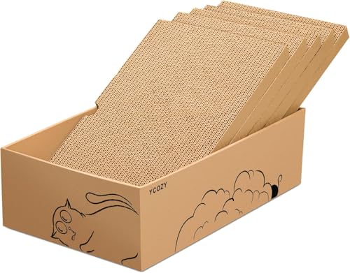 Ycozy Griffoir pour Chat 5 in 1 Réversible Grattoir Chats Carton Ondulé 5 PCS Carton pour Chat Interieur Planche à Gratter