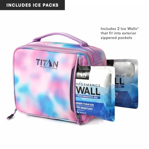 Image of Titan by Arctic Zone Fridge Cold Lunch Box with 2 Gel Ice Packs, Small Insulated Cooler Bag with Leak Proof Lining for School and Work, Cotton Candy