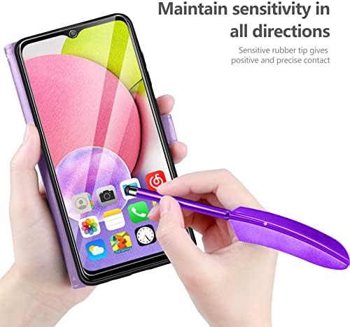 YIRSUR Case Compatible with Samsung Galaxy A13 5G Case with Glass Screen Protector and Touch pen, Wallet Case PU Premium Leather with Card Slots Magnetic Scratchproof Protect Flip Cover - Purple