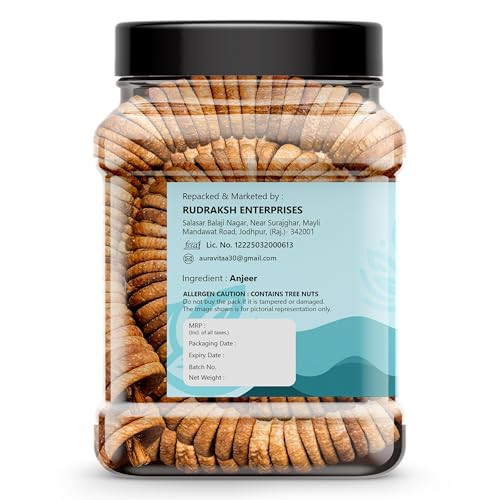 Image of Auravita Naturally Dried Premium Anjeer 500gm | Soft Juicy Figs Dry Fruit | No Added Sugar | Rich Source Of Fiber | Low in Fat | Healthy Snack