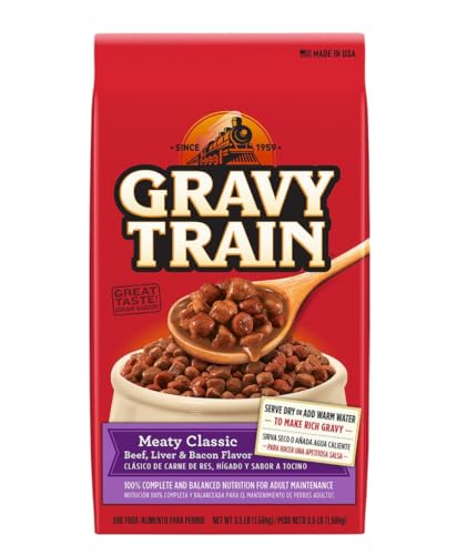 Gravy Train Meaty Classic Beef, Liver and Bacon Flavor Dry Dog Food, 3.5 Pounds (3 Packs)