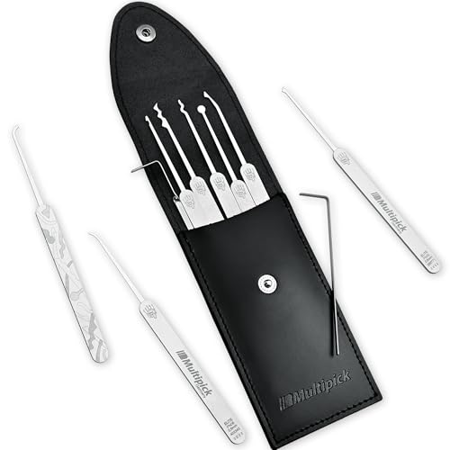 MULTIPICK ELITE 11 Lockpicking Set [11 parti | 0,6 mm] Grimaldelli per Serratura - Kit Grimaldelli - Apri lucchetto - Kit Scassinatore incl. tenditore - Grimaldello & Grimaldelli