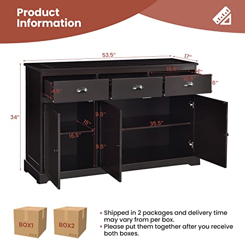 Giantex-Sideboard-Buffet-Server-Storage-Cabinet-Console-Table-Home-Kitchen-Dining-Room-Furniture-Entryway-Cupboard-with-2-Cabinets-and-3-Drawers-Adjustable-Shelves-Brown Giantex Sideboard Buffet Server Storage Cabinet Console Table Home Kitchen Dining Room Furniture Entryway Cupboard with 2 Cabinets and 3 Drawers Adjustable Shelves Brown