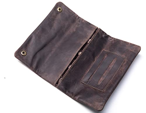 Bolsa de tabaco de liar de cuero marrón tabaquera original para hombre y mujer 2
