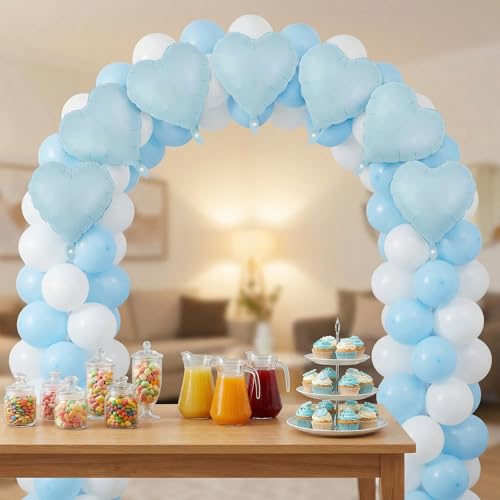 Image of 12 Pcs Light Blue Heart Balloons,18 Inch Heart Foil Balloons Love Balloon Valentine Balloon for Birthday Party Wedding Engagement Party Baby Shower Valentine Day Decorations