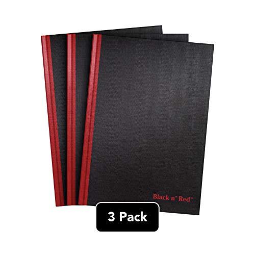 Black n' Red Casebound Hardcover Notebooks, Large, Black, 96 Ruled Sheets, Pack of