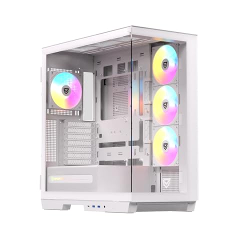 Nfortec Ursa ATX A-RGB Torre PC Gaming, Doble Cristal con Bisagra, Alto Rendimiento, Compatibilidad con E-ATX/ATX/Micro-ATX/ITX, 4 Ventiladores A-RGB Pre-instalados, Color Blanco