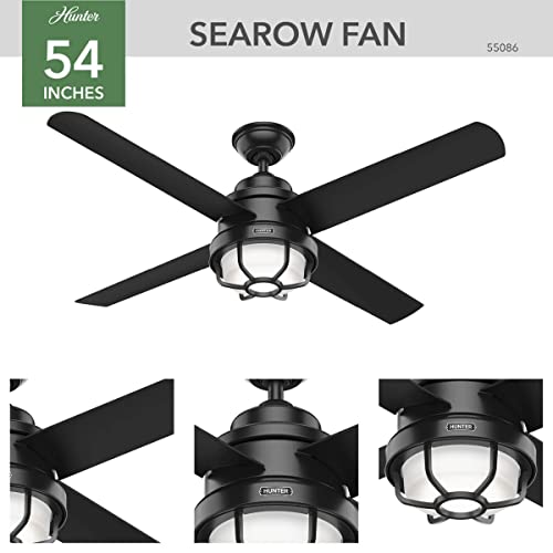 Hunter Searow Indoor / Outdoor Ceiling Fan With Led Light And Wall Control, 54", Matte Black #TOP1