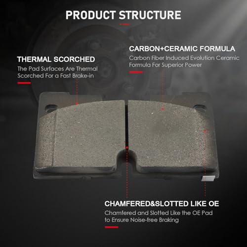 Image of cciyu D2173 Front Ceramic Disc Brake Pads Kit For Cadillac Escalade 21-24,For Chevrolet Silverado 1500 19-24 /Silverado 1500 LTD 22 /Suburban 21-24 /Tahoe 21-24,For GMC Sierra 1500 19-24 /Yukon 21-22
