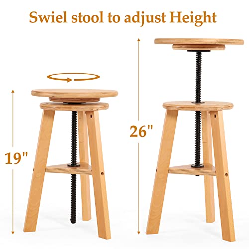 Image of VISWIN Adjustable Drafting Stool, Beech Wood, Artist Stool Chair, Supports Up to 176 Lbs, for Artists, Studio, Home Use, Office, Kitchen