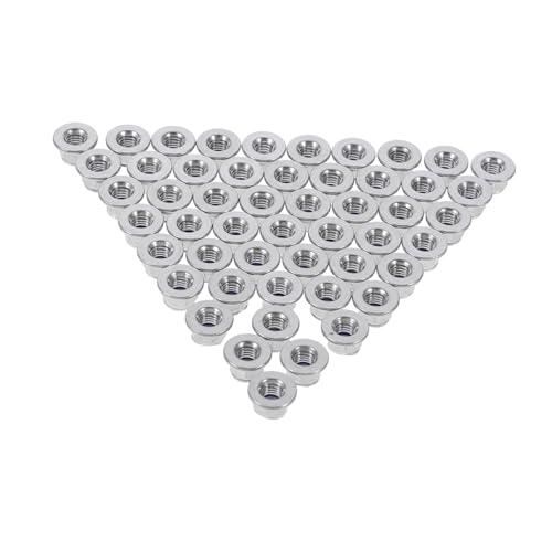 MUCKLILY Self Clinching Lock Fasteners: 50pcs Stainless Steel Flange Nuts Nylon Inserts Easy Installation