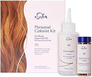 eSalon Permanent Hair Color & Hair Dye Complete Kit - Dark Blonde Copper Gold - Personal Colorist Kit for Up To 100% Gray Coverage for All Hair Types - Professional-Grade Ammonia-Free Hair Dye
