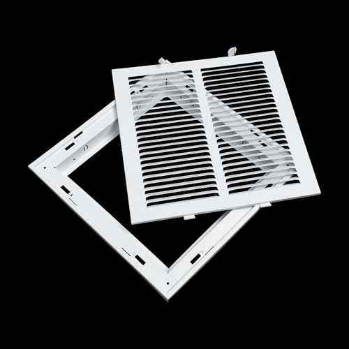 Image of 20 inch X 20 inch Steel Return Air Filter Grille by HANDUA | Removable Face Door HVAC Duct Cover Grill for 1-inch Filter, White | Outer Dimensions: 22.5 inchW X 22.5 inchH