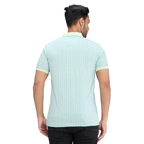 Image of Park Avenue Men's Slim Fit Print Pattern Cotton Polyester Blend Polo Neck Half Sleeve Casual T-Shirt