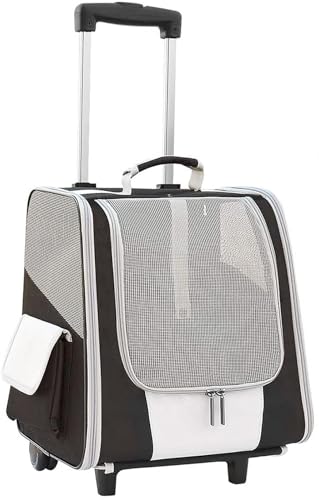 ZanPol ペットキャリーバッグ リュック 犬猫用カート 4in1多機能 ペットキャリーカート キャスター付き ペットバッグリュック猫きゃりーバッグ 通気性おしゃれ 手提げ 車載お出かけのペットバッグリュック小動物適用 旅行/通院/散歩/電車移動/避難用