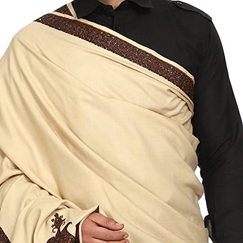Image of SWI WITH LABEL Men's Kashmiri Embroidered Wool Shawl