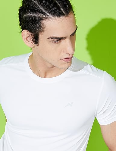 Image of Amazon Brand - Symbol Men's Solid Active Regular Fit Sports T-Shirt | Round Neck | Half Sleeve (Available in Plus Sizes)
