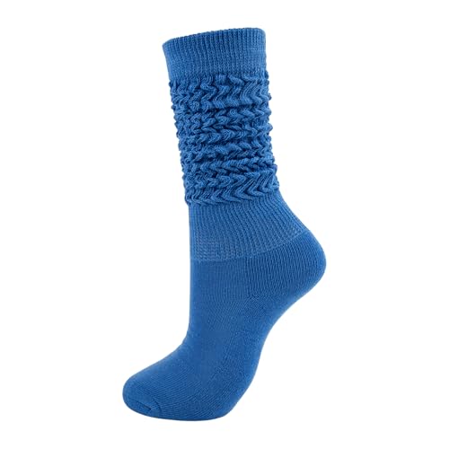 Slouch Socks for Woman,Long Scrunch Socks Women,Knee High Tube Slouchy Sock 80s 90s Scrunchy Scrunchie Boot Sock (US, Alpha, One Size, Regular, Regular, Blue)