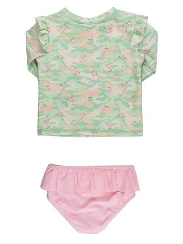 Image of RuffleButts Baby Girls Modern Skirted Rash Guard Bikini - UPF 50+ Sun Protection Swimsuit