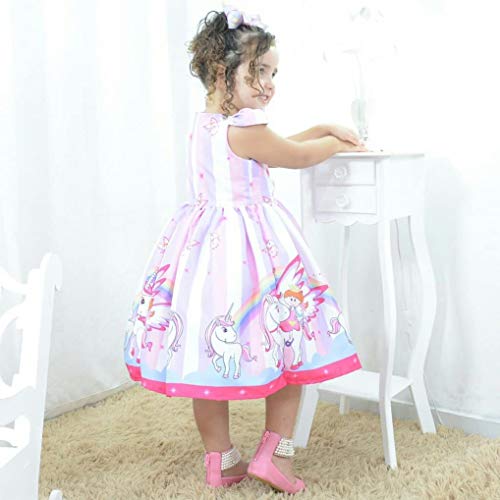 Vestido festa infantil princesa unicórnio e arco-íris