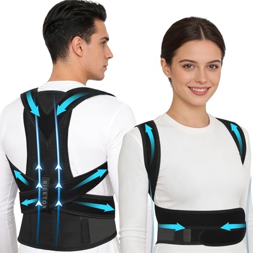 Rückenstützgürtel & Haltungskorrektor für Damen und Herren – Geradehalter mit Schulterstrecker Lindert Schmerzen im Oberen Rücken – Verstellbar, atmungsaktiv, perfekt für Alltag & Büro（Medium）