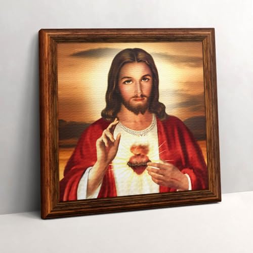 Murale d'art Le coeur de Jésus peinture chrétienne pour salon et bureau