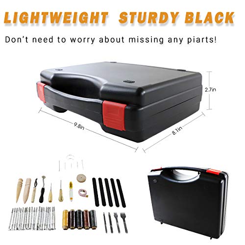 Whdz 52Pcs Leather Sewing Tools Kit Diy Leather Craft Tools Hand Stitching Tool Set, Prong Punch, Leather Stamping Tools, Wax Ropes Needles For Stitching Punching Cutting Sewing Diy Leather Craft Work #TOP2