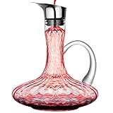 NORIMODA Hand Blown Wine Decanter, 60oz Large Red Wine Decanter With Aerator, Lead-free Striped Glass Carafe, Cute Wine Accessories Set With Handle And Lid Filter, Unique Gifts For Wine Lovers