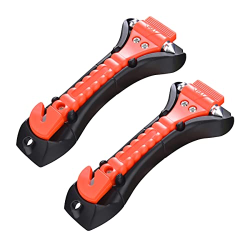BLAU GRUN Car Safety Hammer, 2 Pack Car Window Glass Breaker and Seatbelt Cutter, 2-in-1 Car Emergency Rescue Hammer, Auto Emergency Life Rescue Escape Tool