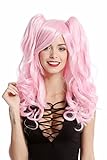 Peluca caldida con 2 trenzas desmontable calidad para las mujeres de color rosa claro.