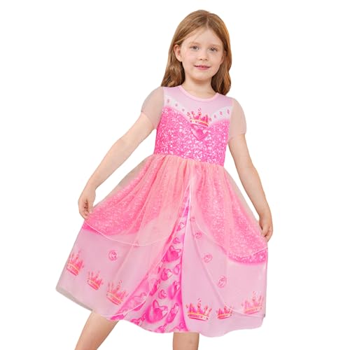 LQSZ Girls Princess Dresses Toddler Tulle Dress with Cute Puff Sleeves for Birthday Party Outfit,Summer,3-12Years
