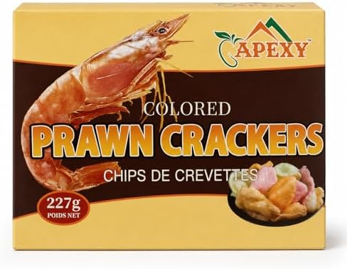 Apexy Prawn Crackers Uncooked Shrimp Chips, Multi-color Asian Shrimp Crackers, Fry to Puff Crispy Snack for Party Appetizers, 8 oz (227g) Pack of 1