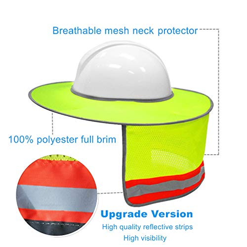 Image of XIAKE Hard Hat Sun Shade Full Brim Mesh Sun Shield High Visibility, Neon Yellow, 1 Pack